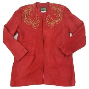 Vntg.LIZ ROBERTS ROBERT ELLIOT ~Woman Size L~ Orange Suede Leather Jacket Blazer